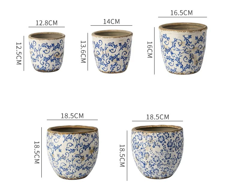 Ręcznie malowana doniczka w stylu antycznym