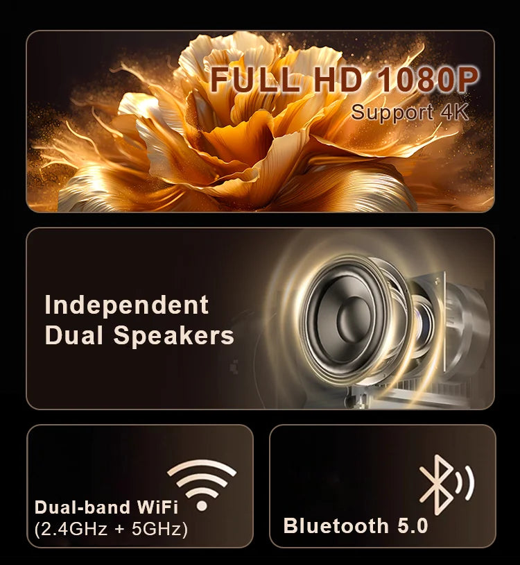 Przenośny projektor filmowy 4K Full HD 1080P z Systemem Android