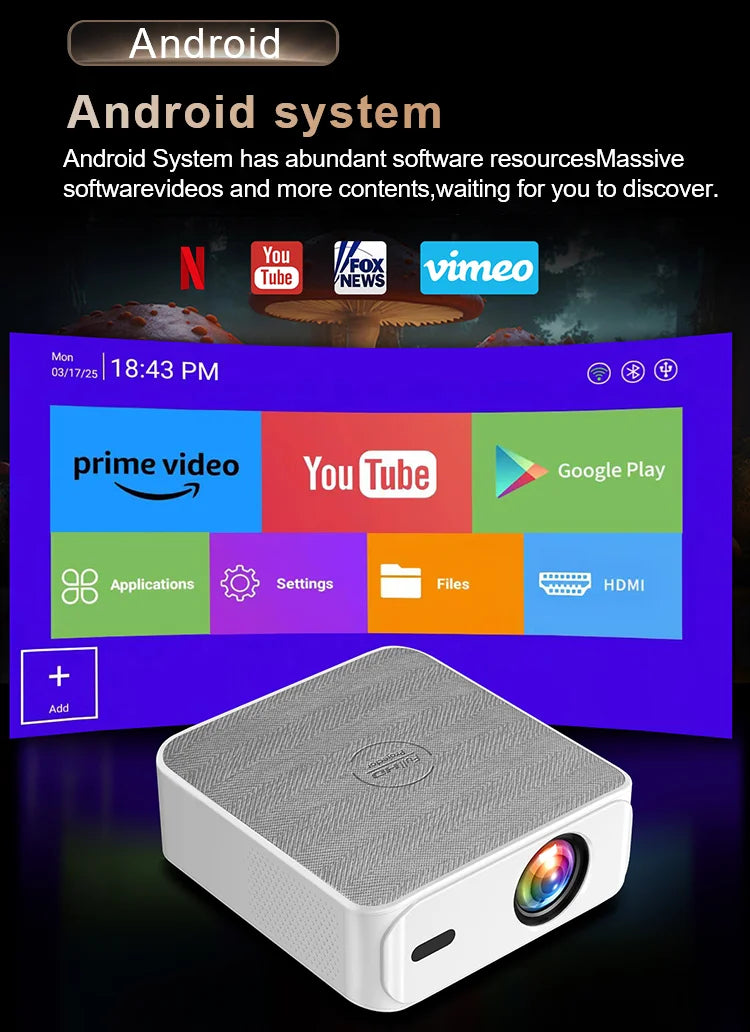 Przenośny projektor filmowy 4K Full HD 1080P z Systemem Android