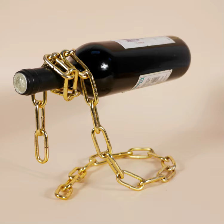 Stojak na wino z wiszącym łańcuchem