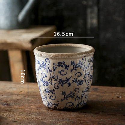 Ręcznie malowana doniczka w stylu antycznym