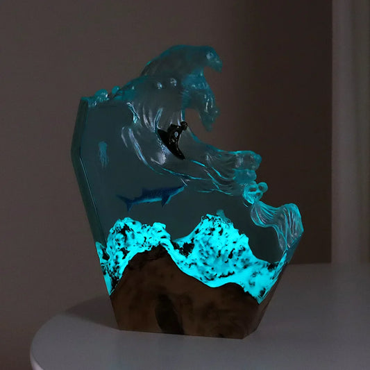 Lampka LED z motywem surfingu, meduzy i rekina