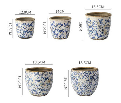 Ręcznie malowana doniczka w stylu antycznym